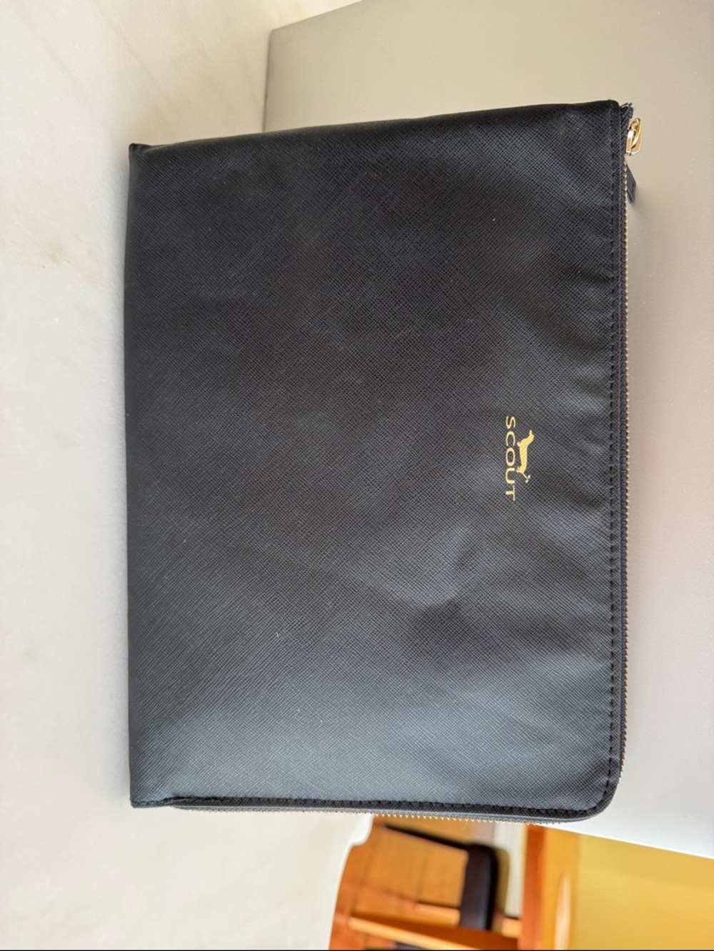 Scout Black Zip Toiletry & Travel Organizer with Gold Logo